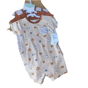 Nordstrom PL Baby Collection Kids Animal Zoo Romper Combo 3 PACK Size 18 Months‎